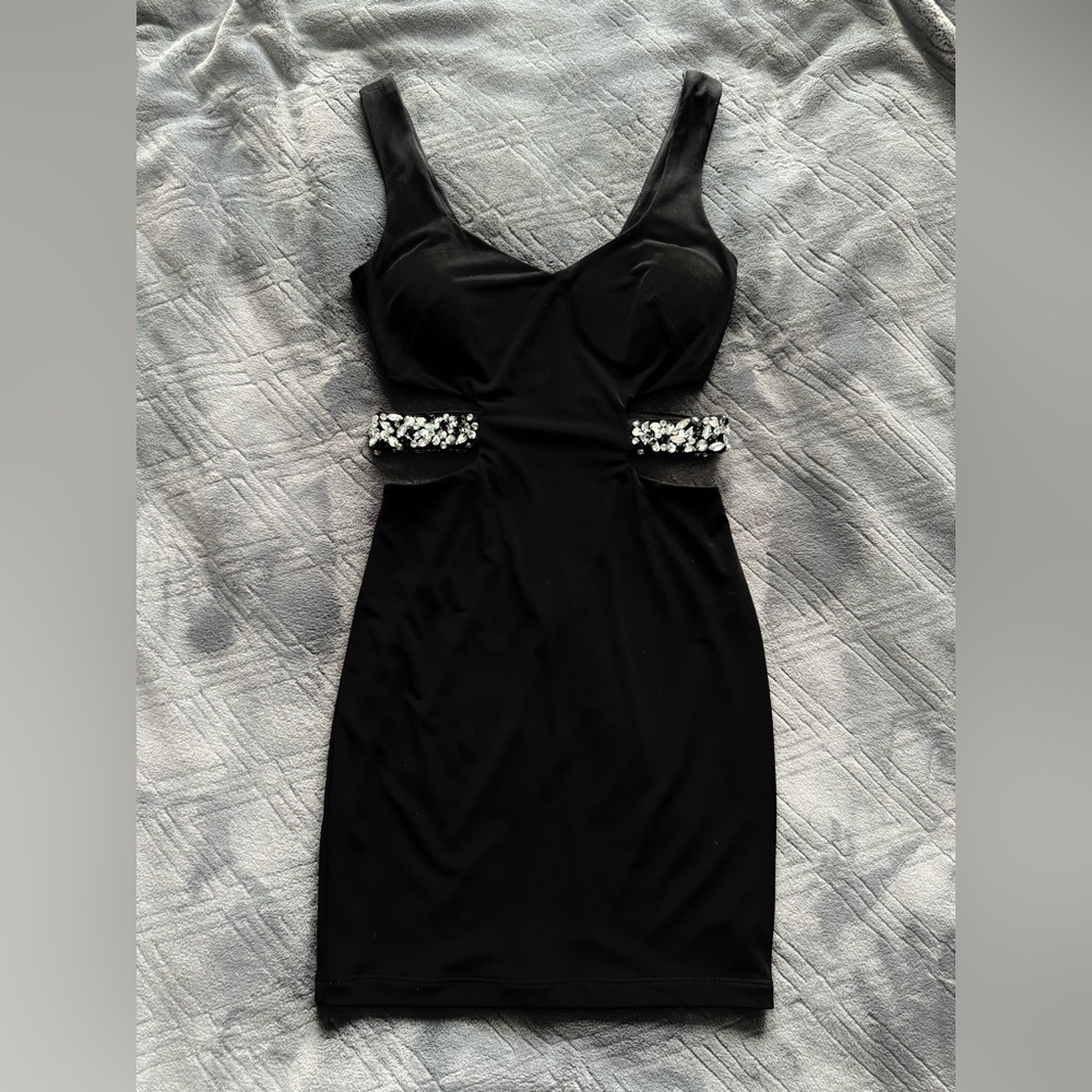City studio black cut out rhinestone dress